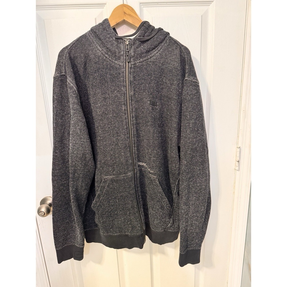 Oakley Men's Gray Marled Full Zip Hoodie apparel Mfg Co XL Heavy Embroidered